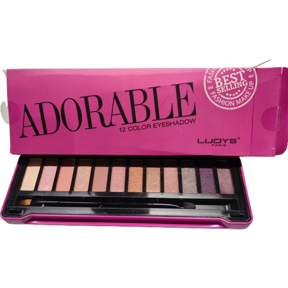 Палитра сенки за очи 12 цвята, матови и перлени сенки за очи, включена една четка, правоъгълна, 140 г, 6,4 x 20 x 1,5 см, ​​3 години срок на годност, многоцветна