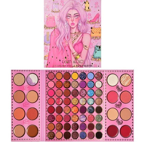 Paleta de farduri Kevin&Coco, 72 de culori, stil pliabil, conturing, iluminator, blush incluse, dreptunghiulara, 22 x 24.5 cm, 490 g, multicolor - vivimall.ro