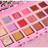 Paleta de farduri Kevin&Coco, 18 nuante, imprimeu leopard-print roz, oglinda interioara, dreptunghiulara, 19 x 10 cm, 180 g, multicolor - vivimall.ro