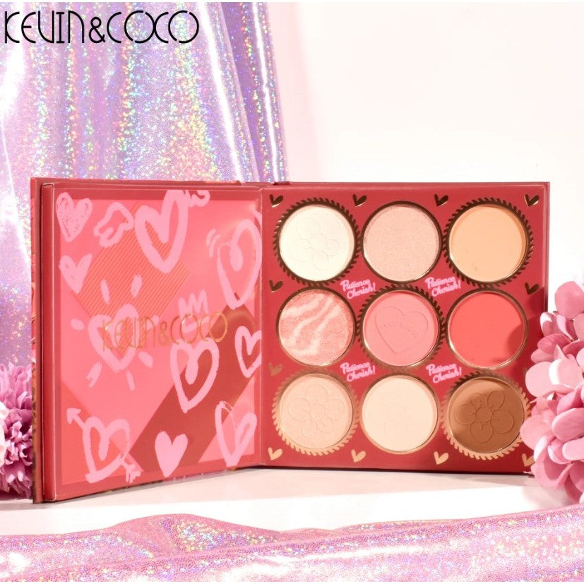 Paleta de Farduri Kevin&Coco, 59 culori, Stil Carte, 3 Straturi, Pudra Compacta, Clasic, Fara Sulfati, 14.2 x 14.2 x 2.3 cm, 80 g, multicolor - vivimall.ro