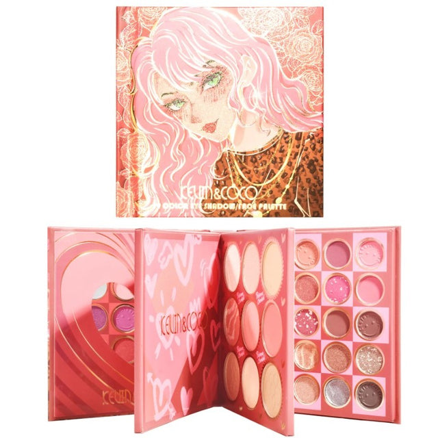 Paleta de Farduri Kevin&Coco, 59 culori, Stil Carte, 3 Straturi, Pudra Compacta, Clasic, Fara Sulfati, 14.2 x 14.2 x 2.3 cm, 80 g, multicolor - vivimall.ro