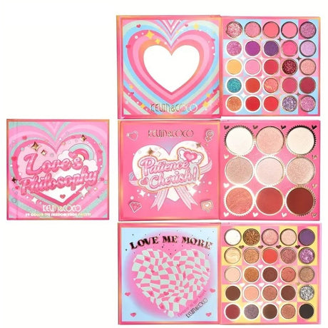 Paleta de Farduri Kevin&Coco, 59 culori, Stil Carte, 3 Straturi, Pudra Compacta, Clasic, Fara Sulfati, 14 x 14 cm, 80 g, multicolor - vivimall.ro