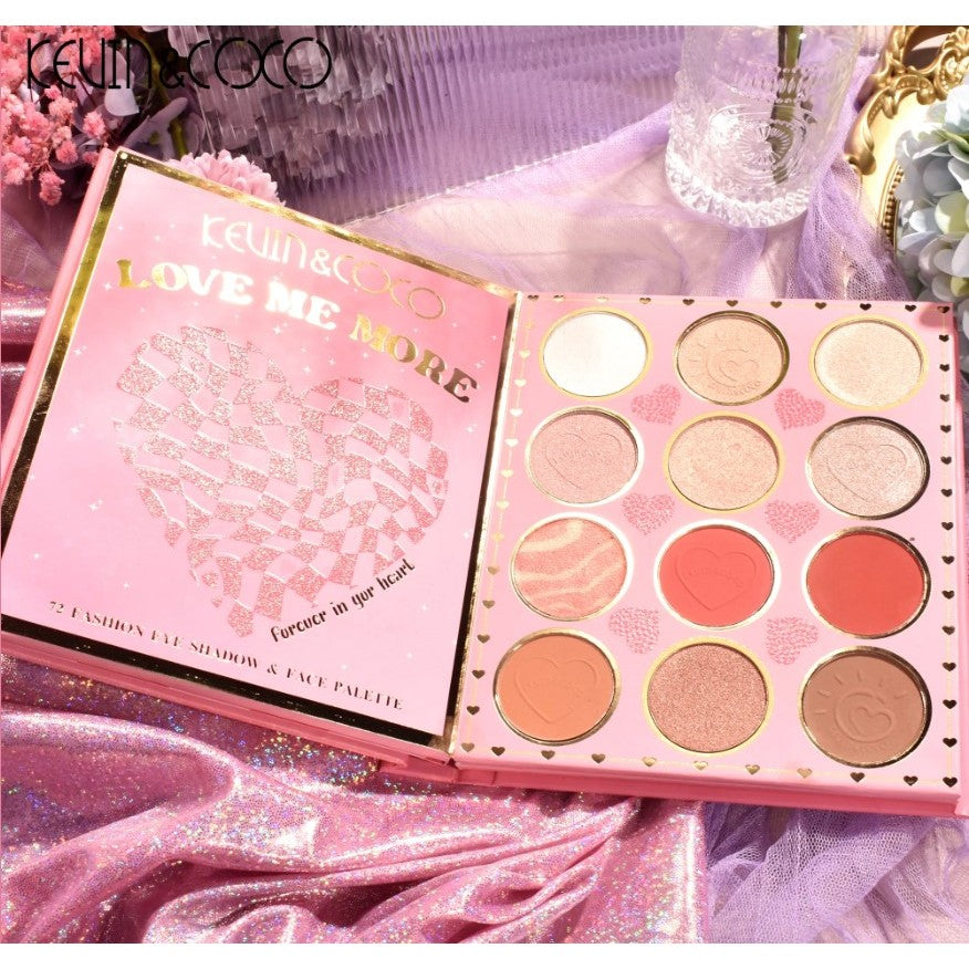 Paleta de Farduri Kevin&Coco, 72 culori, Stil Carte, 3 Straturi, Pudra Compacta, Clasic, Fara Sulfati, 14 x 14 cm, 90 g, multicolor - vivimall.ro