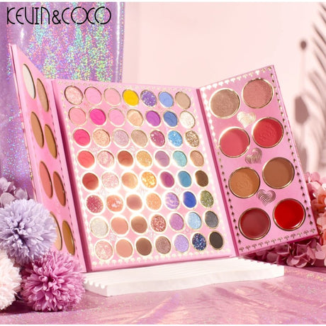 Paleta de farduri Kevin&Coco, 72 de culori, stil pliabil, conturing, iluminator, blush incluse, dreptunghiulara, 22 x 24.5 cm, 490 g, multicolor - vivimall.ro