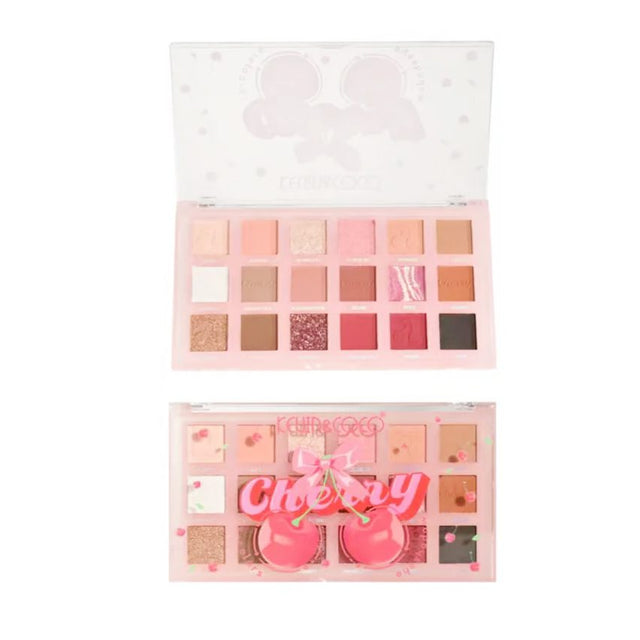 Paleta Farduri de Pleoape, Kevin&Coco, Paleta pentru Machiaj, 18 Nuante, Model Cherry Classic, Mate si Sidefate, 9.9x1.7x17.7 cm, Multicolor - vivimall.ro