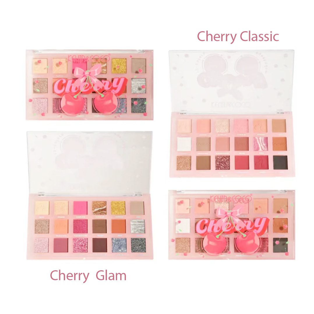 Paleta Farduri de Pleoape, Kevin&Coco, Paleta pentru Machiaj, 18 Nuante, Model Cherry Classic, Mate si Sidefate, 9.9x1.7x17.7 cm, Multicolor - vivimall.ro