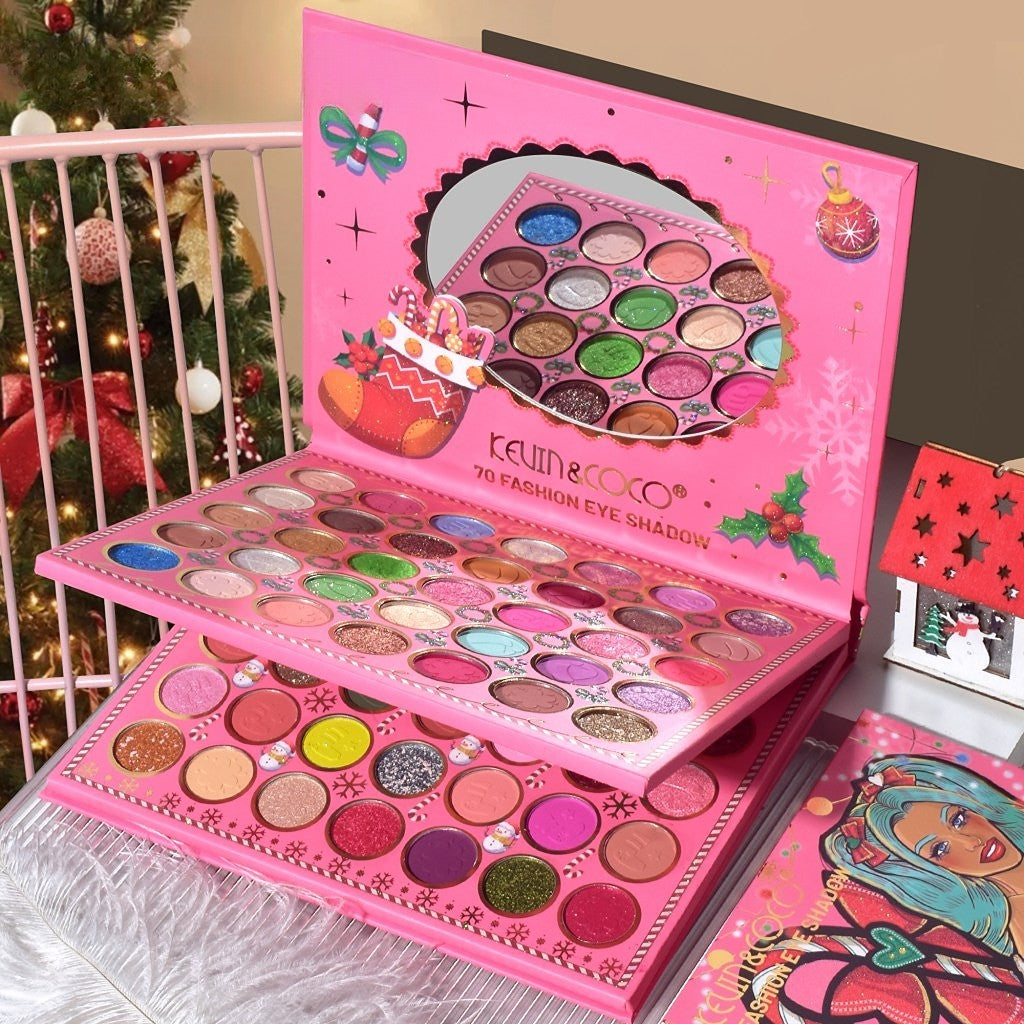 Trusa de Machiaj, KEVIN & COCO, Snowy Christmas, 70 culori, 22.5 x 17 x 2 cm, Multicolor - vivimall.ro