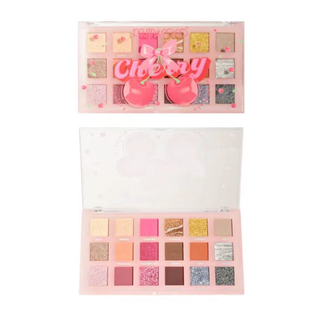 Paleta Farduri de Pleoape, Kevin&Coco, Paleta pentru Machiaj, 18 Nuante, Model Cherry Glam, Mate si Sidefate, 9.9x1.7x17.7 cm, Multicolor - vivimall.ro