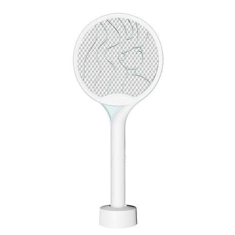 Paleta Electrica pentru Tantari, Muste si Tantari 2in1, Vivimall, Reincarcabila, Incarcare USB, 2600V, Plastic, Casa si Gradina, Anti-insecte, Stand, 23x51 cm, Alb - vivimall.ro