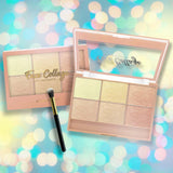 Палитра за хайлайтъри, 6 нюанса, топли цветове, правоъгълна, 24 г, срок на годност 24 месеца, кафяво/жълто