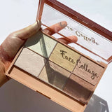 Палитра за хайлайтъри, 6 нюанса, топли цветове, правоъгълна, 24 г, срок на годност 24 месеца, кафяво/жълто