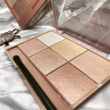 Палитра за хайлайтъри, 6 нюанса, топли цветове, правоъгълна, 24 г, срок на годност 24 месеца, кафяво/жълто