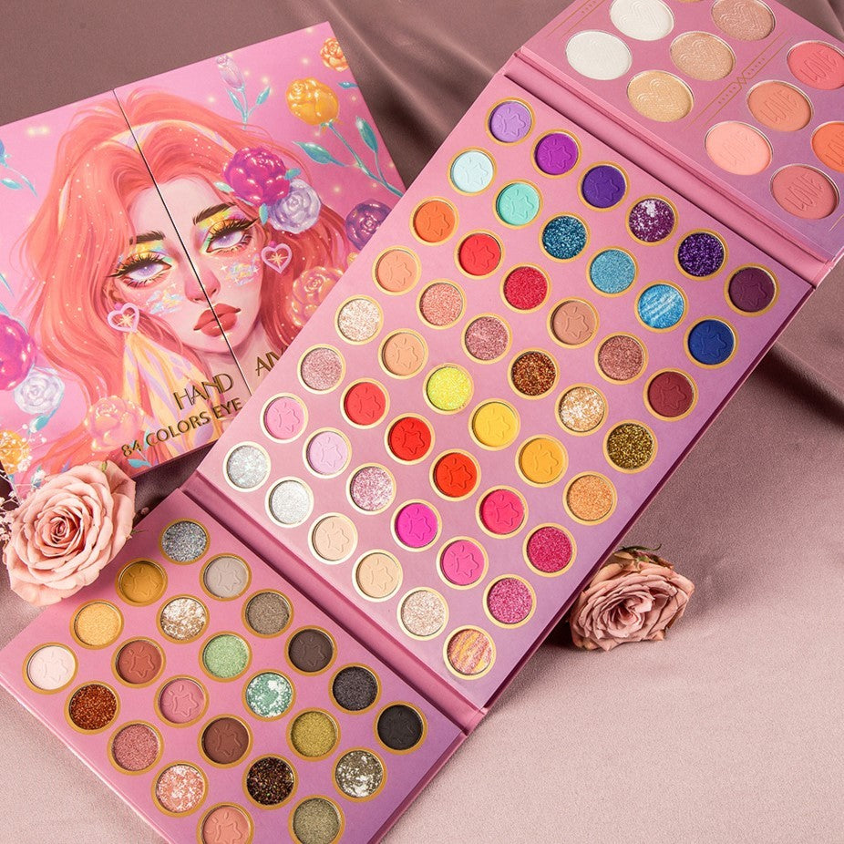 Комплект грим, палитра сенки за очи с 84 пигментирани цвята