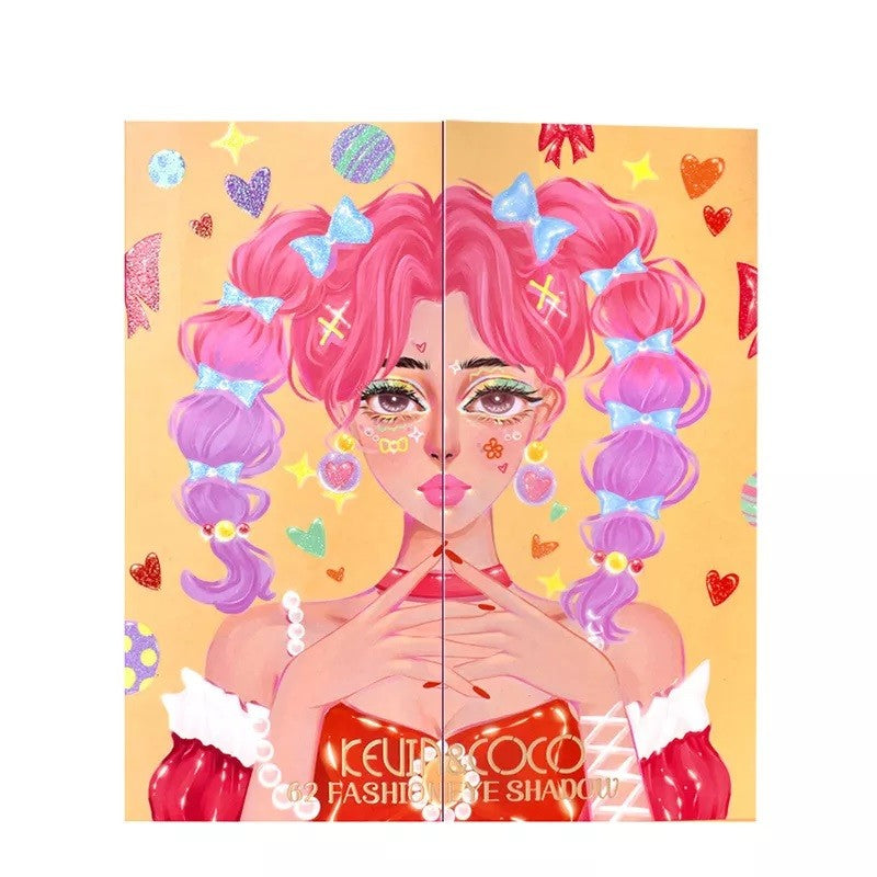 Комплект грим, палитра сенки за очи Kevin&amp;Coco с 62 пигментирани цвята