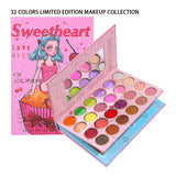 Комплект грим Sweetheart, палитра сенки за очи, хайлайтър и руж с 32 пигментирани цвята