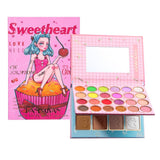 Комплект грим Sweetheart, палитра сенки за очи, хайлайтър и руж с 32 пигментирани цвята