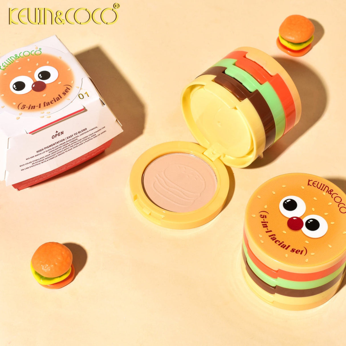 Contur și pudră din set machiaj Kevin&Coco Burger, vedere de sus, nuanța 02