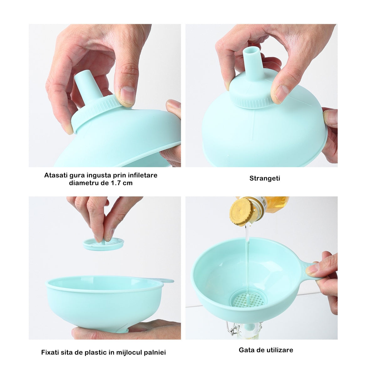 Palnie Din Plastic 3 In 1 Doua Dimensiuni De Scurgere, Cu Filet Si Filtru, Diametru Scurgere 5.4 Cm, 11.5 X 16.7 Cm, Albastru - vivimall.ro