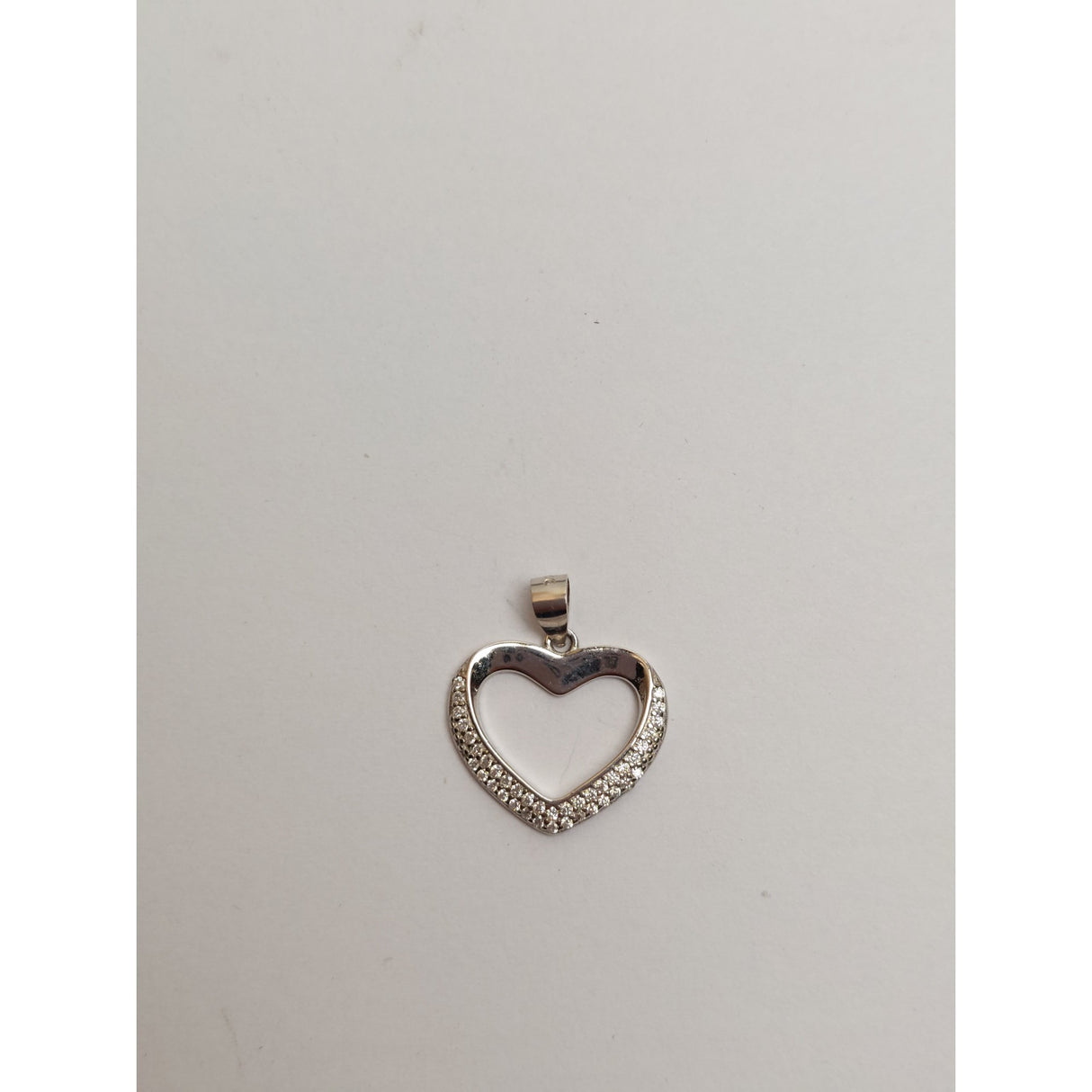 Pandantiv, Jolie Silver, Argint 925, Model Inima Contur cu Pietre Rodiata, 1.7 G, 1.6 x 1.8 Cm - vivimall.ro