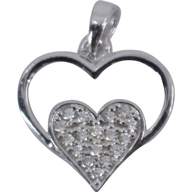 Pandantiv, Jolie Silver, Argint 925, Model Inima in Inima, Pietre Zirconiu, 20 x 15 mm, 1.2 g - vivimall.ro