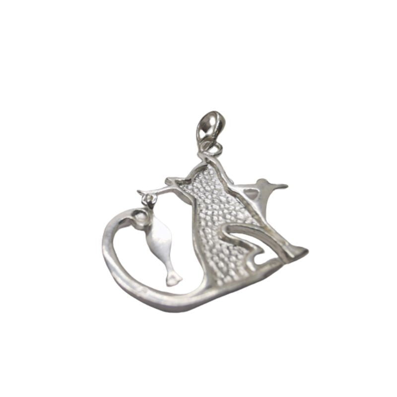 Pandantiv Argint 925 Pisica Pescar - vivimall.ro