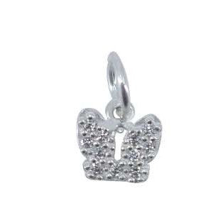 Pandantiv din Argint 925 Jolie Silver, Model Fluturas cu Zirconii, 8 x 8 mm, 0.5 g - vivimall.ro