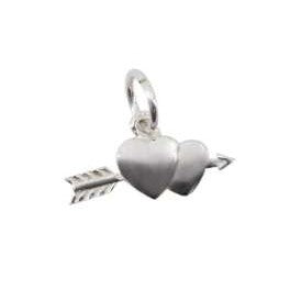 Pandantiv din Argint 925 Inima Dubla cu Sageata