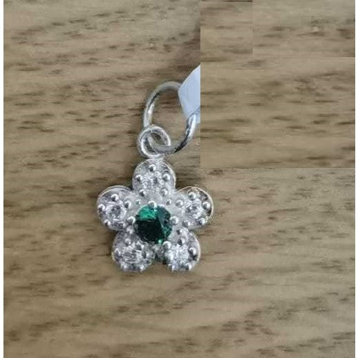 Pandantiv din Argint 925, Jolie Silver, Model Floare Cu Pietre, 0.9 g, 1 x 1 cm, Verde Smarald - vivimall.ro