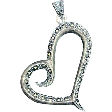 Pandantiv din Argint 925 Jolie Silver, Model Inima cu Marcasite, 45 x 35 mm, 4.8 g - vivimall.ro
