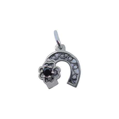 Pandantiv din Argint 925 Potcoava Filigran cu Trifoi si Piatra - vivimall.ro