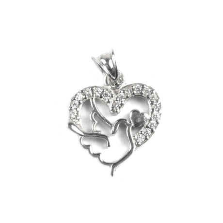 Pandantiv, Jolie Silver, Argint 925, Model Inima cu Porumbel, 20 x 15 mm, 1.5 g - vivimall.ro