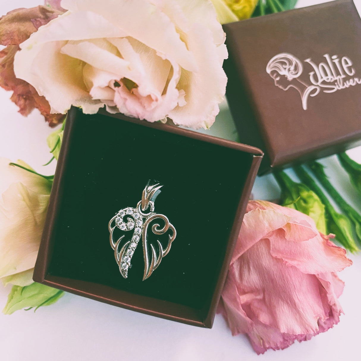 Pandantiv, Jolie Silver, Argint 925, Model 2 Aripi cu Zirconii, 19 x 16 mm, 1.8 g - vivimall.ro