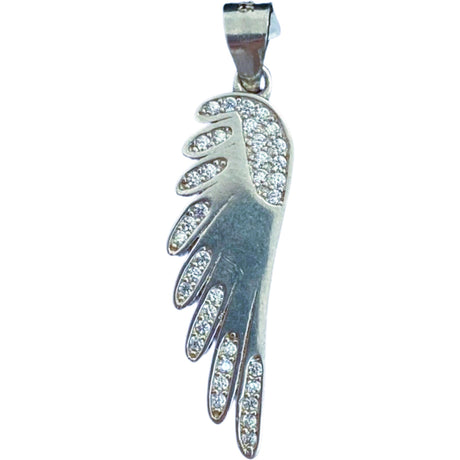 Pandantiv, Jolie Silver, Argint 925, Model Aripa Rodiata cu Zirconii, 30 x 7 mm, 2.3 g - vivimall.ro