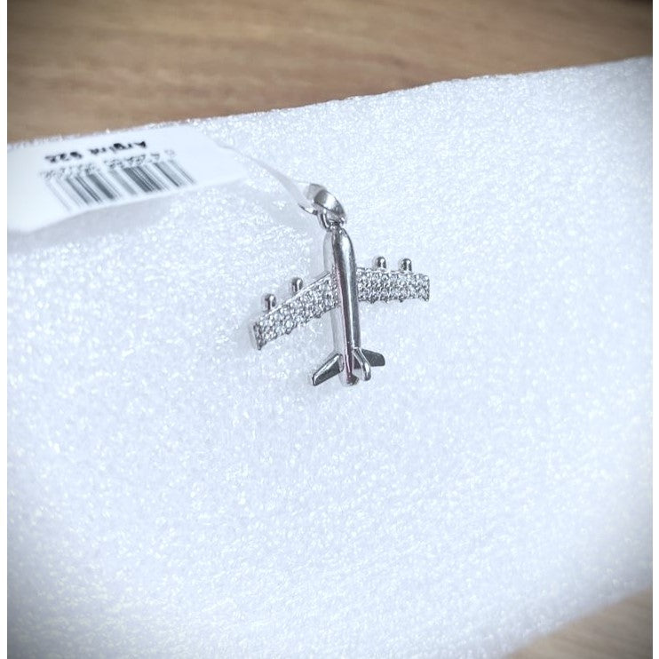 Pandantiv, Jolie Silver, Argint 925, Model Avion Cu Zirconii, 1.7 G, 2x2 Cm - vivimall.ro