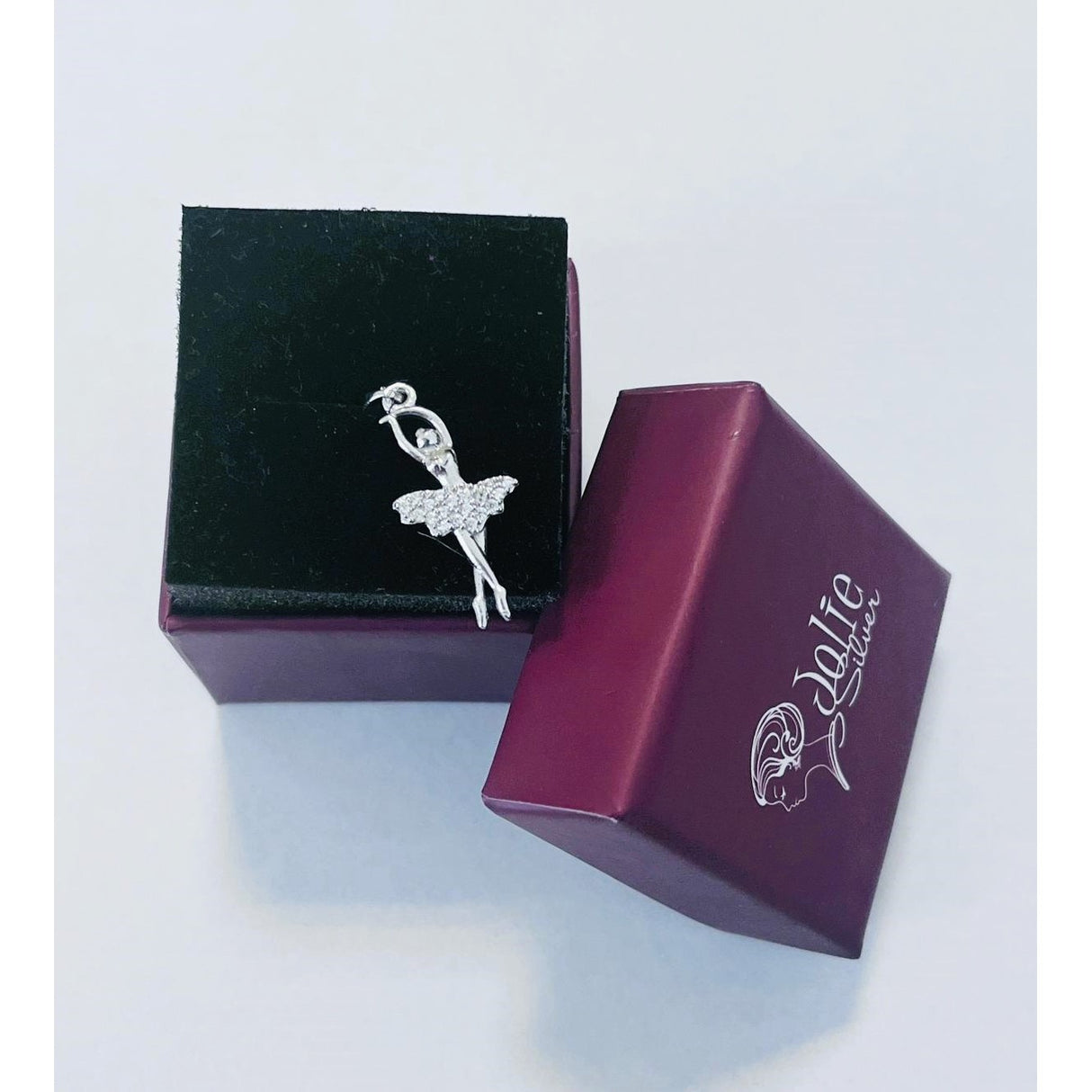 Pandantiv, Jolie Silver, Argint 925, Model Balerina cu Zirconii, 27 x 10 mm, 1.1 g - vivimall.ro