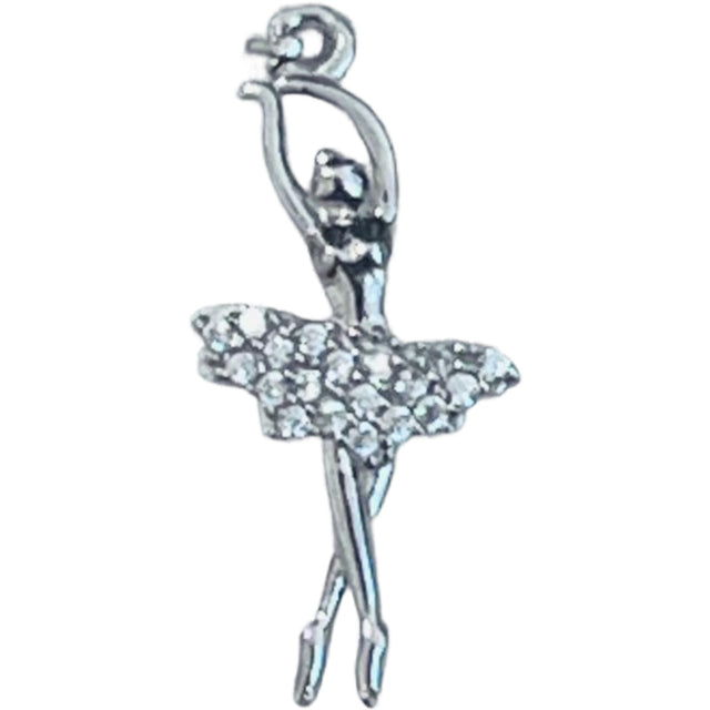 Pandantiv, Jolie Silver, Argint 925, Model Balerina cu Zirconii, 27 x 10 mm, 1.1 g - vivimall.ro