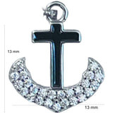 Pandantiv, Jolie Silver, Argint 925, Model Cruce Ancora cu pietre, 13 x 13 mm, 1.1 g - vivimall.ro