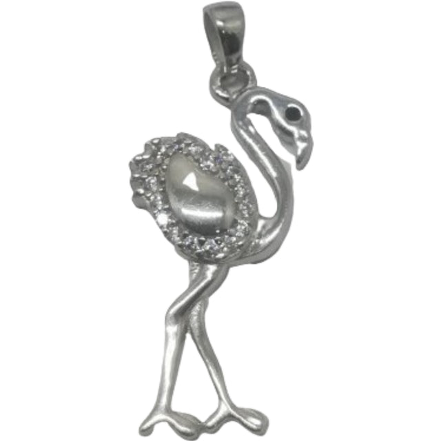 Pandantiv, Jolie Silver, Argint 925, Model Flamingo cu Zirconii, 27 x 10 mm, 1.5 g - vivimall.ro