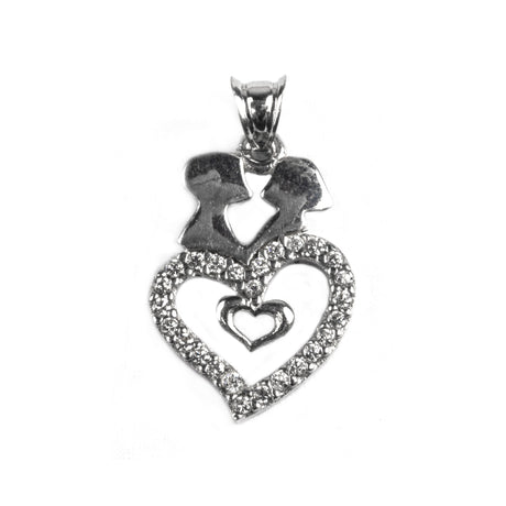 Pandantiv Lovely Couple cu Pietre, Argint 925, 2.3 cm x 1.2 cm - vivimall.ro