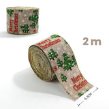 Panglica de Craciun pentru Decor Brad, Flippy, Panglica Decorativa de Craciun pentru Funde, Imprimeu Brazi Merry Christmas, 200 x 6.3 m, Khaki Verde Rosu - vivimall.ro