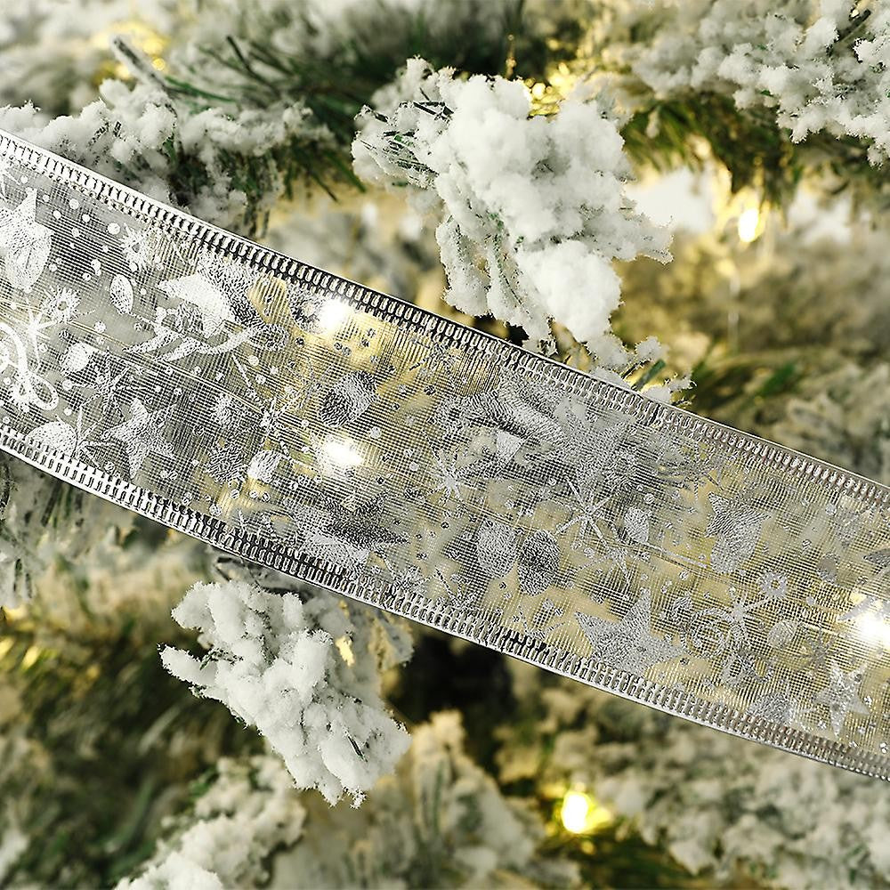 Panglică LED de Crăciun Vivimall Aurie, lungime 5 m , 50 LED-uri, Baterii, Alb Rece - vivimall.ro