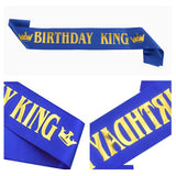 Panglica pentru Aniversare, Vivimall, Model Birthday King, Tematica Aniversare, 160x9.5 cm, Albastru - vivimall.ro