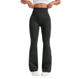 Pantaloni Sport de Dama, Vivimall, pentru Yoga, Talie Inalta, Evazati, Tricotati, Negru, Marime S - vivimall.ro