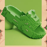 Papuci Casual pentru Adolescenti, Flippy, Model Unisex de Forma Pixel, Rezistenti Usori si Moi din Spuma EVA Antiderapanti, Marime 38-39, Verde deschis - vivimall.ro