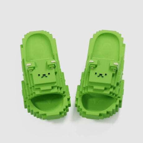 Papuci Casual pentru Adolescenti, Flippy, Model Unisex de Forma Pixel, Rezistenti Usori si Moi din Spuma EVA Antiderapanti, Marime 40-41, Verde deschis - vivimall.ro