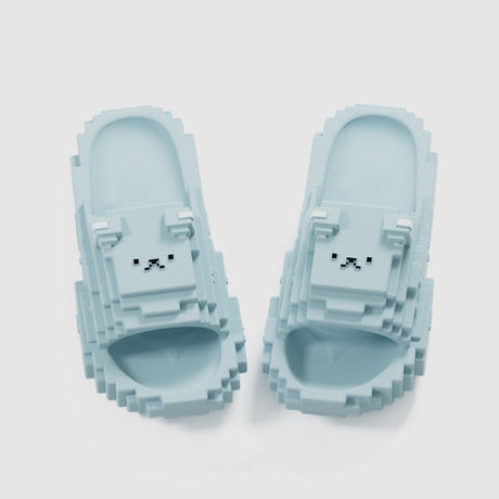 Papuci Casual pentru Adolescenti, Flippy, Model Unisex de Forma Pixel, Rezistenti Usori si Moi din Spuma EVA Antiderapanti, Marime 40-41, Albastru deschis - vivimall.ro