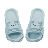 Papuci Casual pentru Adolescenti, Flippy, Model Unisex de Forma Pixel, Rezistenti Usori si Moi din Spuma EVA Antiderapanti, Marime 36-37, Albastru deschis - vivimall.ro