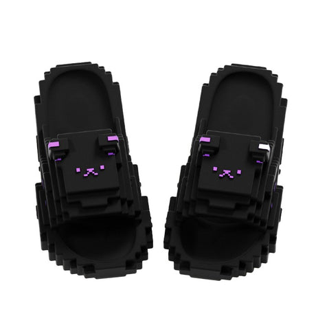 Papuci Casual pentru Adolescenti, Flippy, Model Unisex de Forma Pixel, Rezistenti Usori si Moi din Spuma EVA Antiderapanti, Marime 36-37, Negru - vivimall.ro