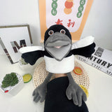 Papusa de Mana pentru Teatru de Papusi, Flippy, din Plus, 30 cm, Model Pasare, Alb/Negru - vivimall.ro