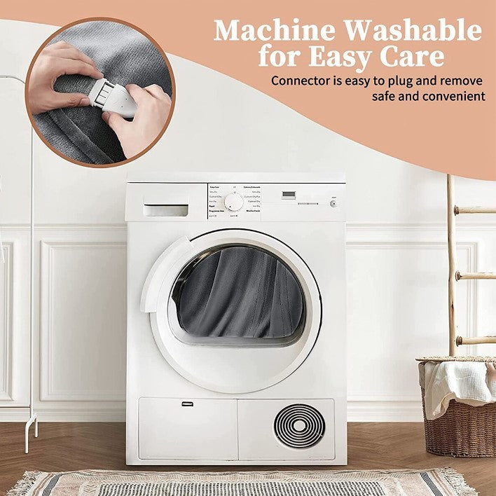 Patura Cu Incalzire Electrica, Vivimall, 135 W, 180x130 cm, 6 Trepte De Incalzire, Flanel, Gri - vivimall.ro